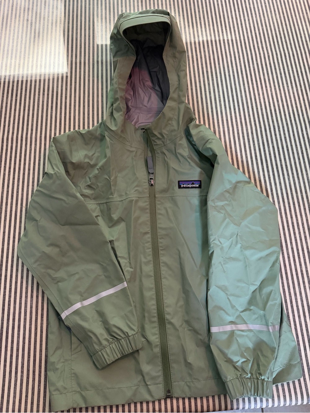 Patagonia Kids Light Jacket in Sage Green with Multicolor Logo